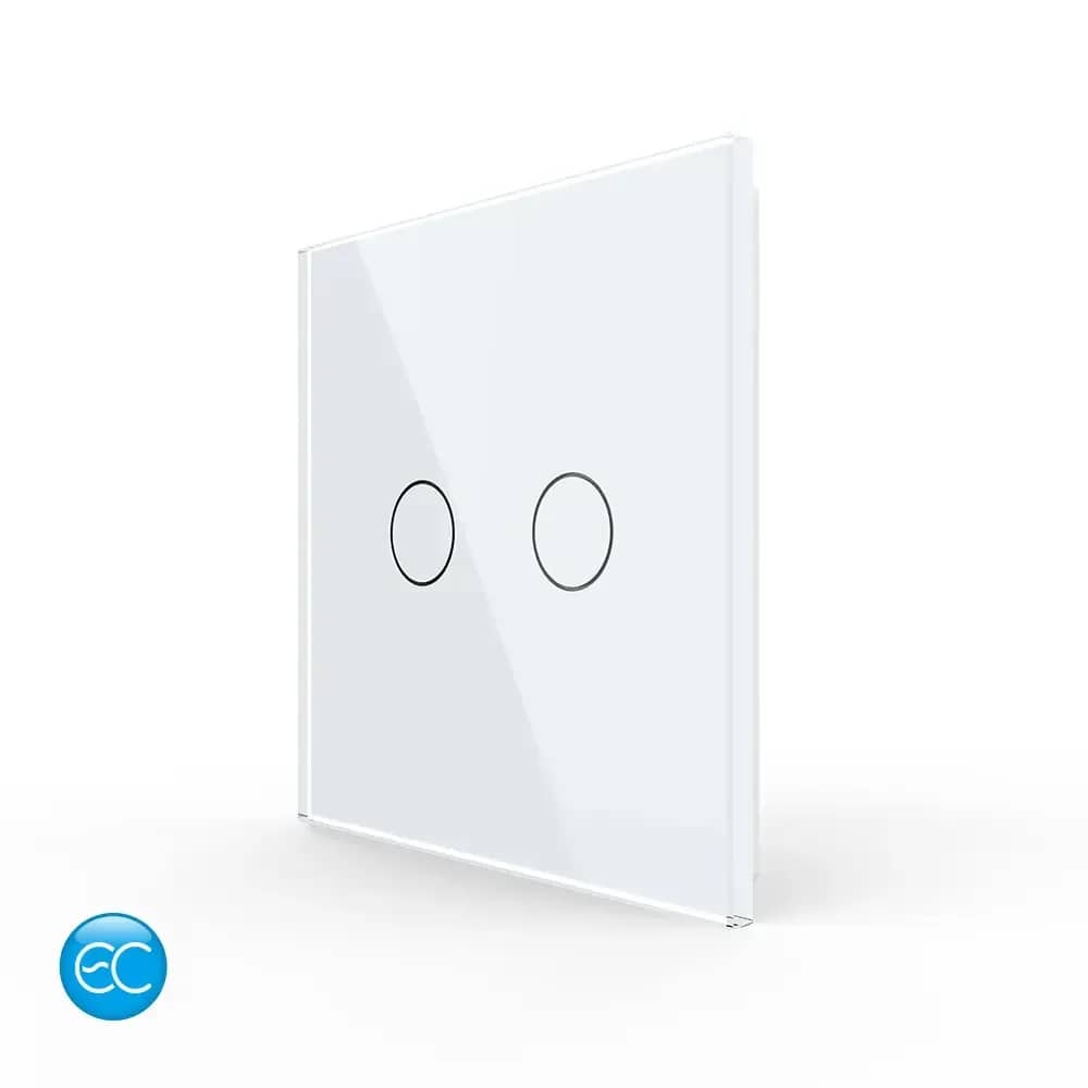 Livolo Glass Touch Remote Control Panel – 2 Gang, Tempered Glass (EC Series)
