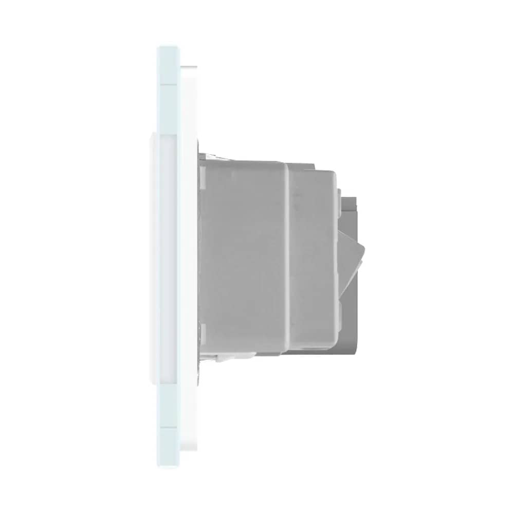 Livolo 2 Gang Light Switch + Socket with Glass Frame – Italian Standard – White — image 4