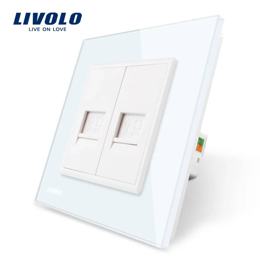 Livolo Double Internet Socket with Glass Frame