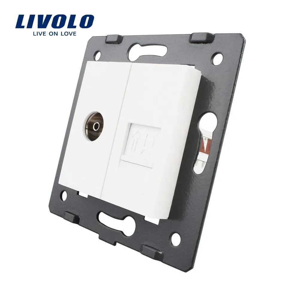 Livolo Double Media Socket – TV + Internet (Data) Socket