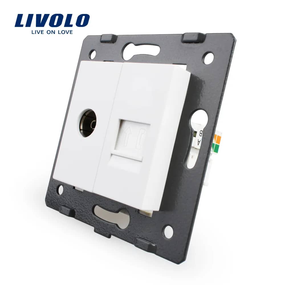 Livolo Double Media Socket – TV + Telephone