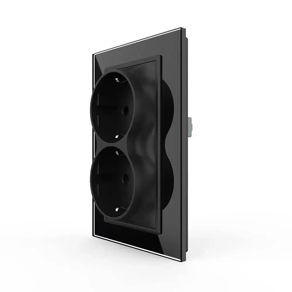 Livolo Double Socket with Glass Frame for Single Wall Box
