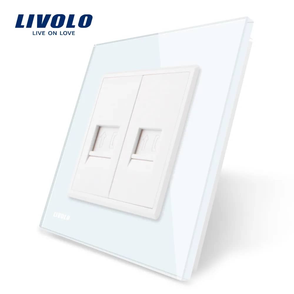 Livolo Double Telephone Socket with Glass Frame
