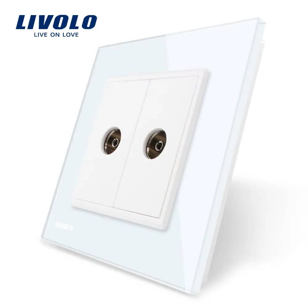 Livolo Double TV Socket with Glass Frame