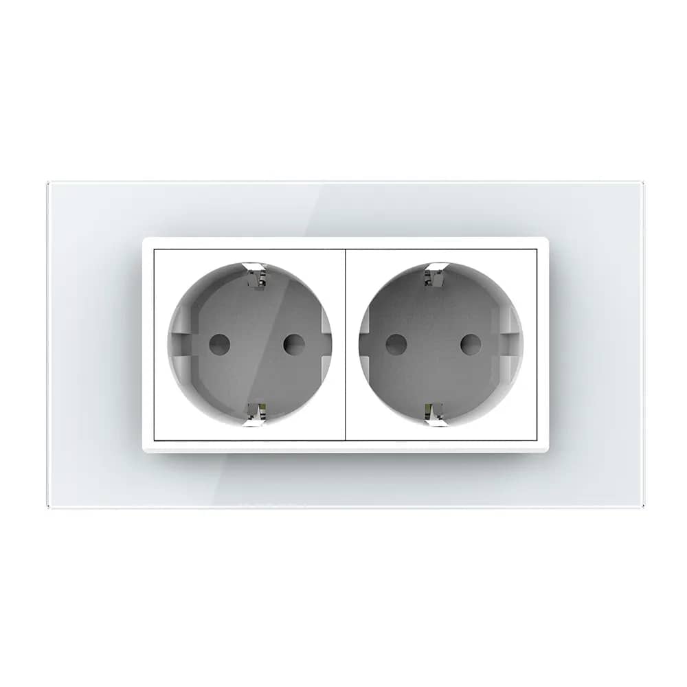 Livolo Double Wall Socket with Glass Frame 4M – Italian Standard, New Series