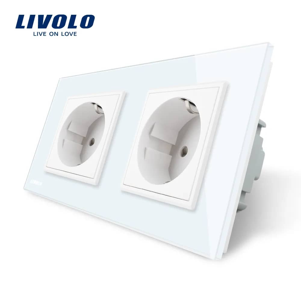 Livolo Double Wall Socket with Glass Frame
