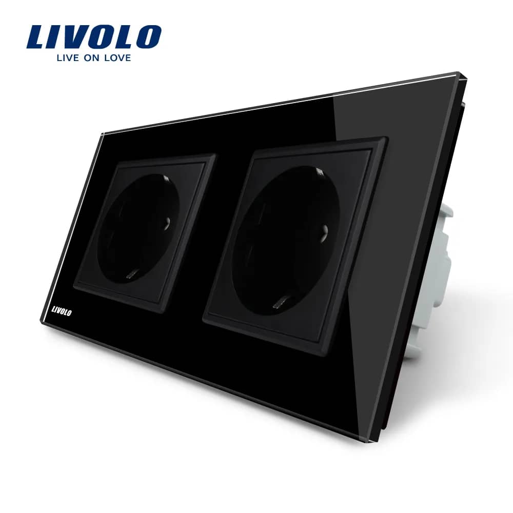 Livolo Double Wall Socket with Glass Frame