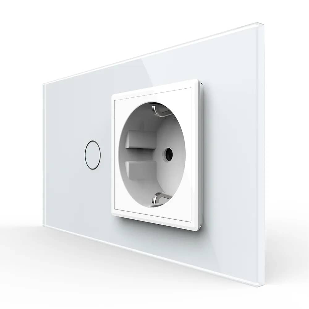 Livolo Glass Touch Light Switch + Socket – 1 Gang, Italian Standard, 4 Module