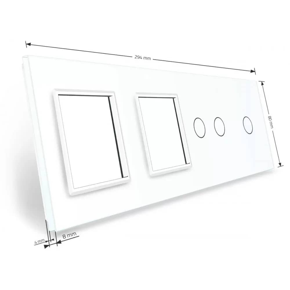 Livolo Glass Panel – 1 Gang + 2 Gang Light Switch and 2 Sockets – White — image 3