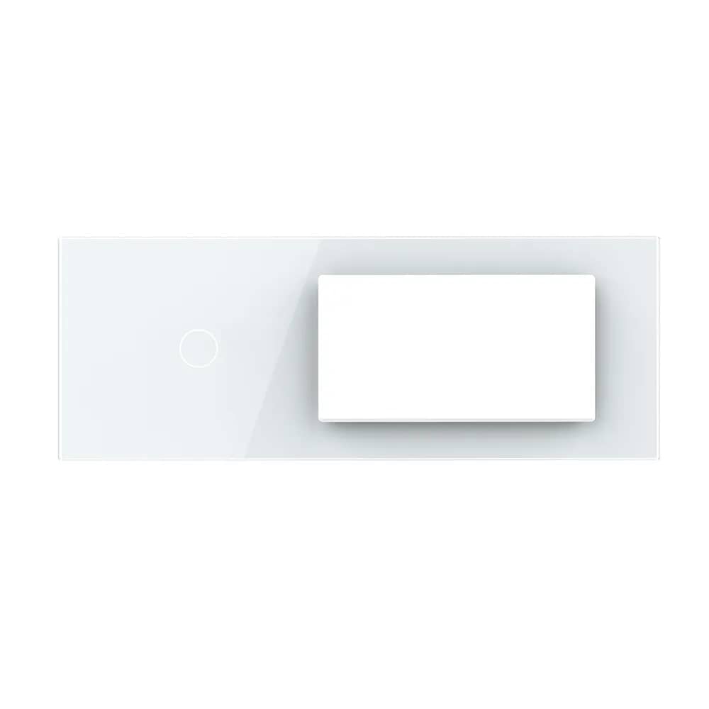 Livolo Glass Panel – 1 Gang Touch Light Switch + 2 Sockets, Italian Standard 6/7M