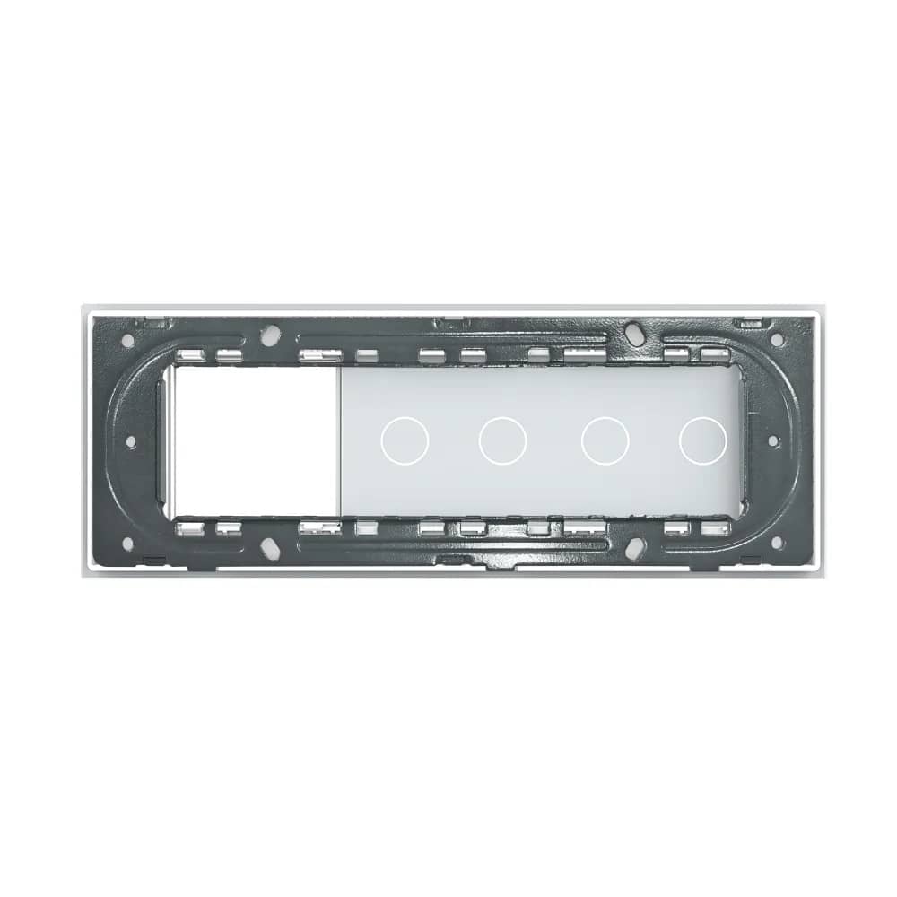 Livolo Glass Panel for 2 Gang + 2 Gang Touch Light Switch with Socket – Italian Standard 6/7M – White — image 3