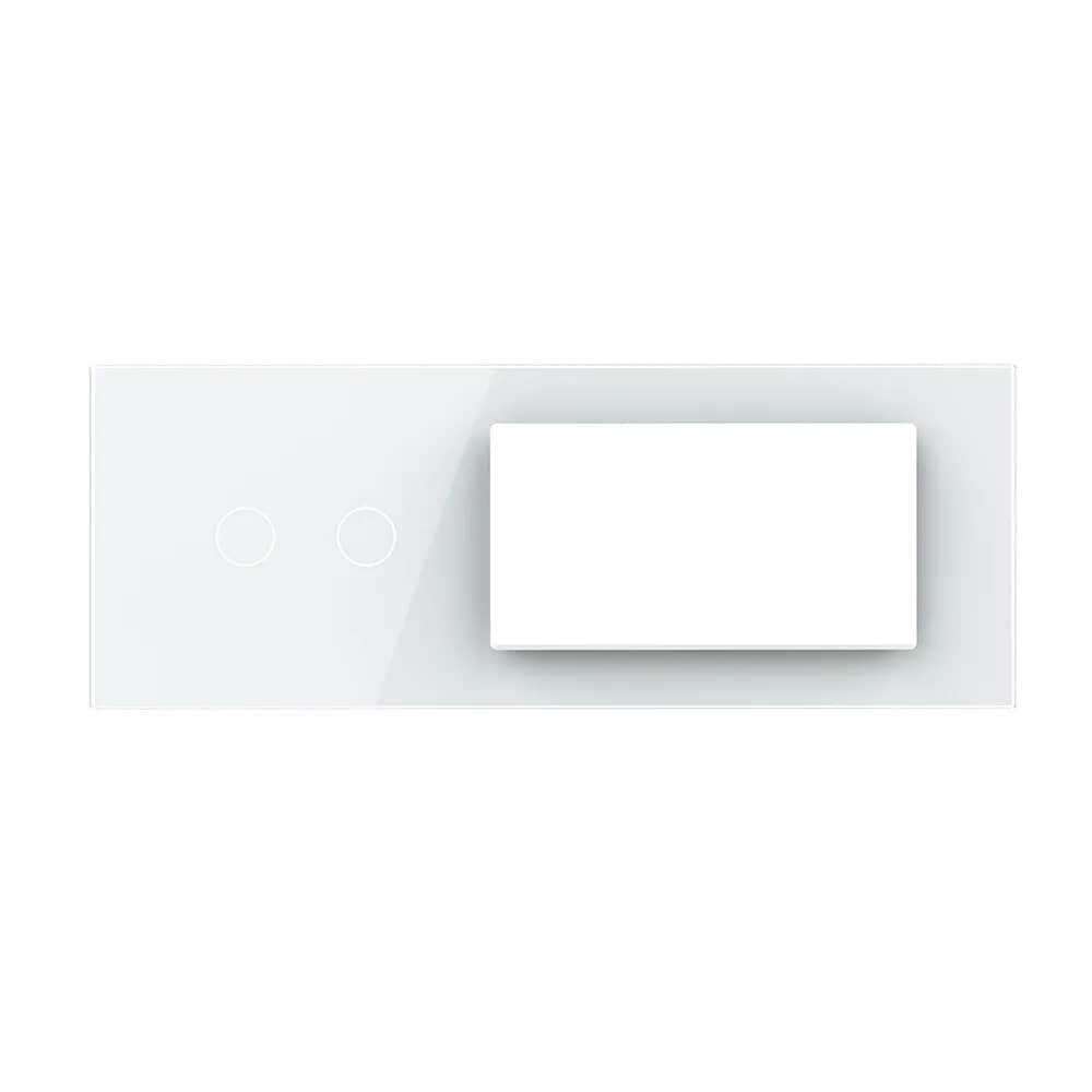 Livolo Glass Panel for 2 Gang Touch Light Switch with 2 Sockets – Italian Standard, 6/7M