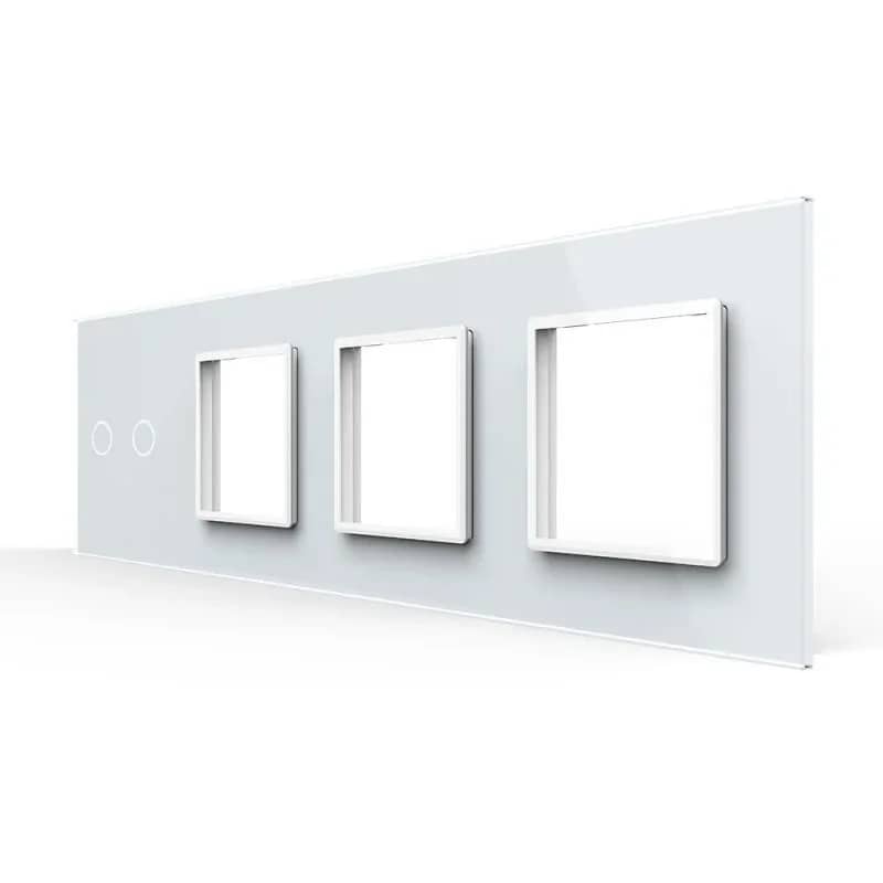 Livolo Glass Panel – 2 Gang Light Switch + 3 Sockets, German Standard