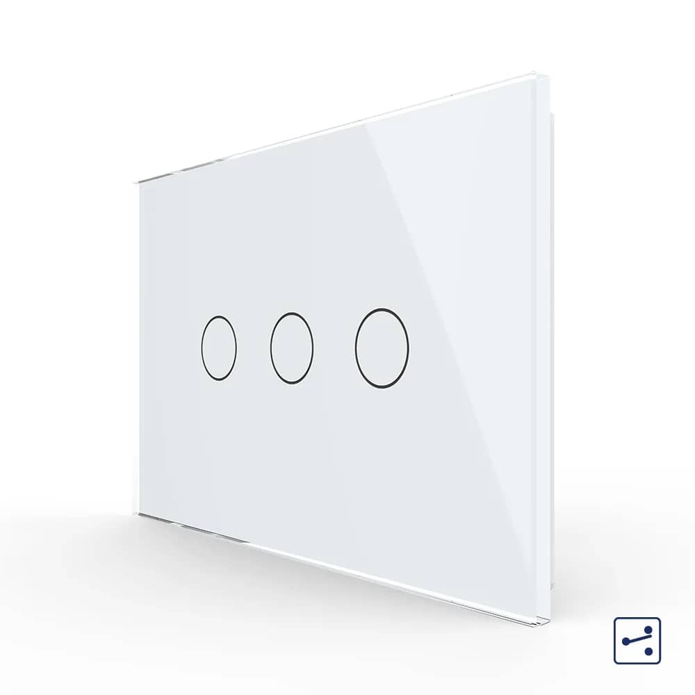 Livolo Glass Touch 3 Gang 2-Way / Intermediate Light Switch – Italian Standard, New Series