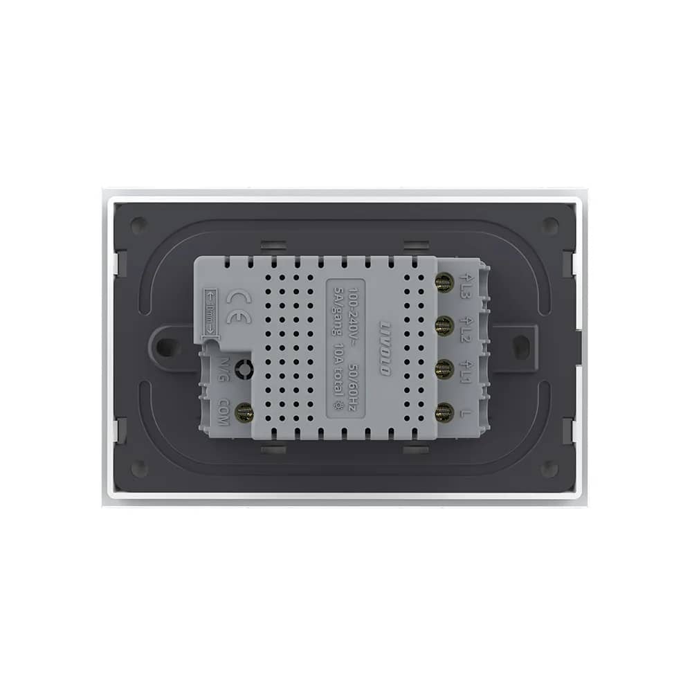 Livolo Glass Touch 3 Gang 2-Way / Intermediate Light Switch – Italian Standard, New Series – White — image 4