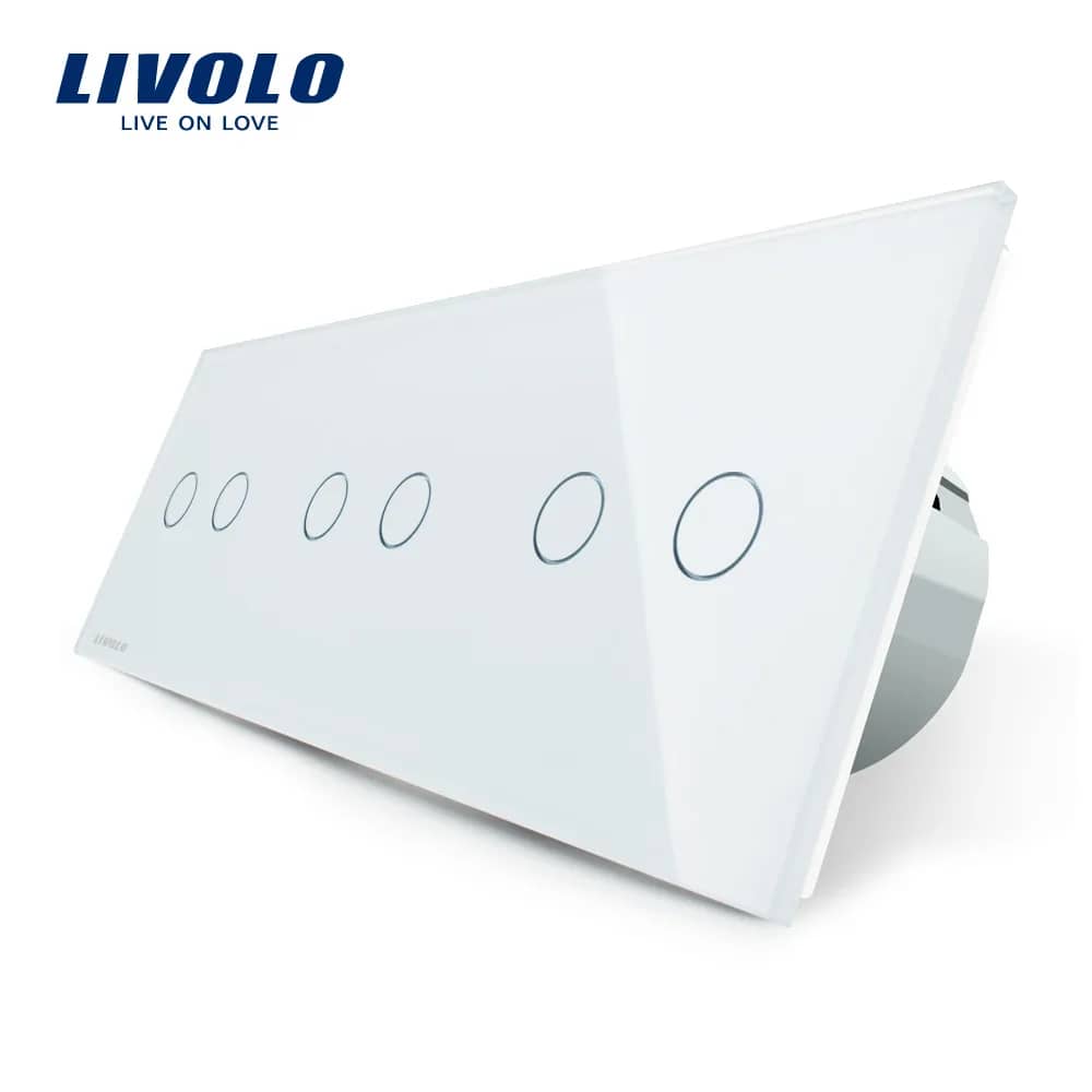 Livolo Glass Touch Light Switch Panel – 2 Gang + 2 Gang + 2 Gang (VL-C702/C702/C702-11)