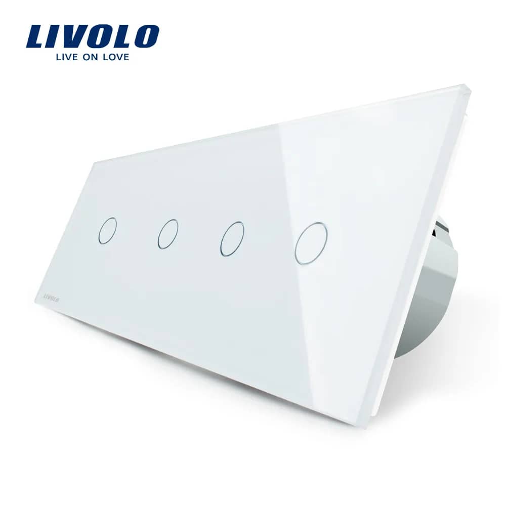 Livolo Glass Touch Light Switch Panel – 1 Gang + 1 Gang + 1 Gang + 1 Gang