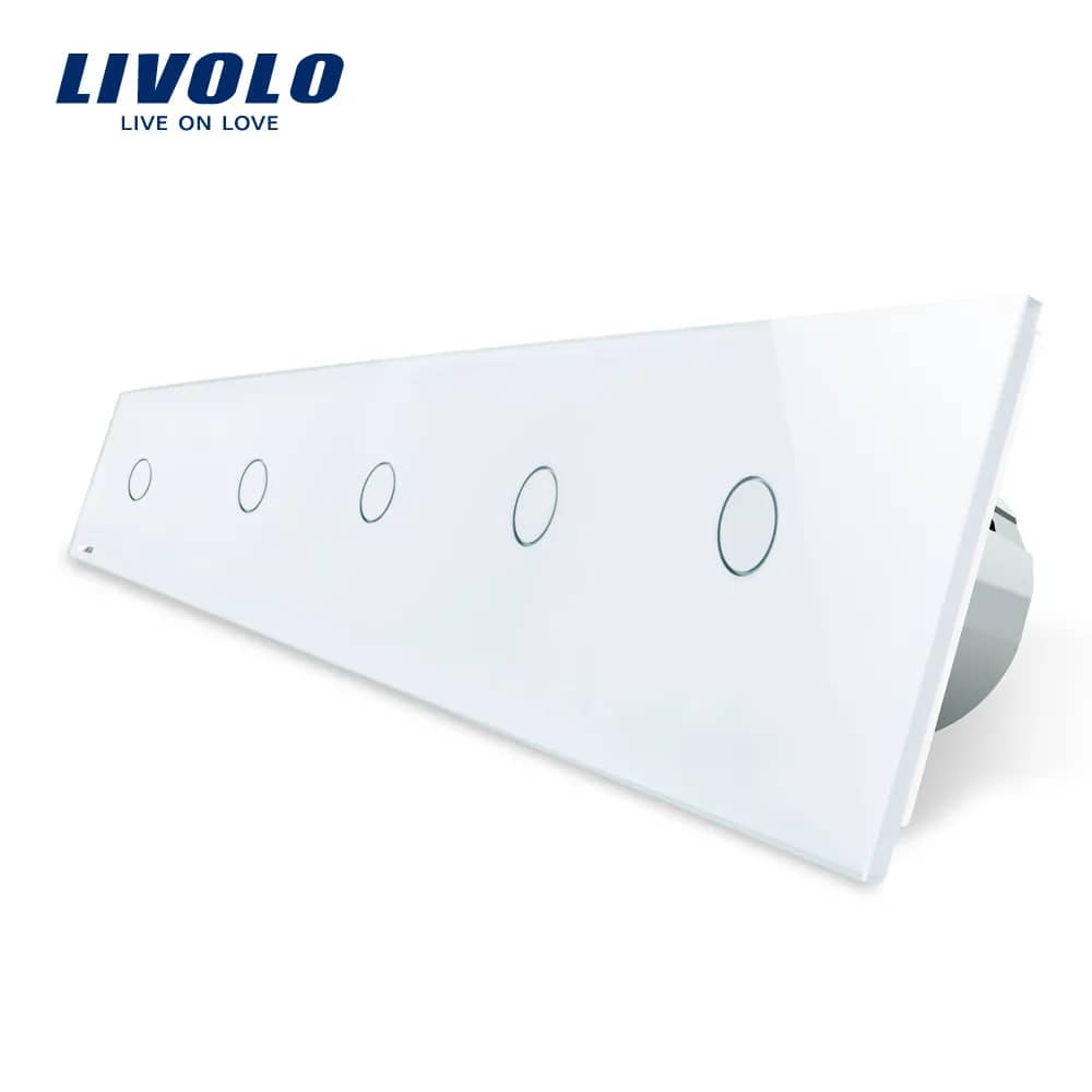 Livolo Glass Touch Light Switch Panel – 5 x 1 Gang