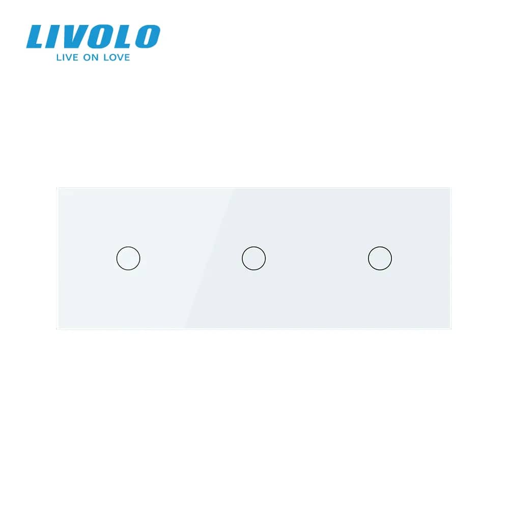Livolo Glass Touch Light Switch Panel – 1 Gang + 1 Gang + 1 Gang – White — image 3