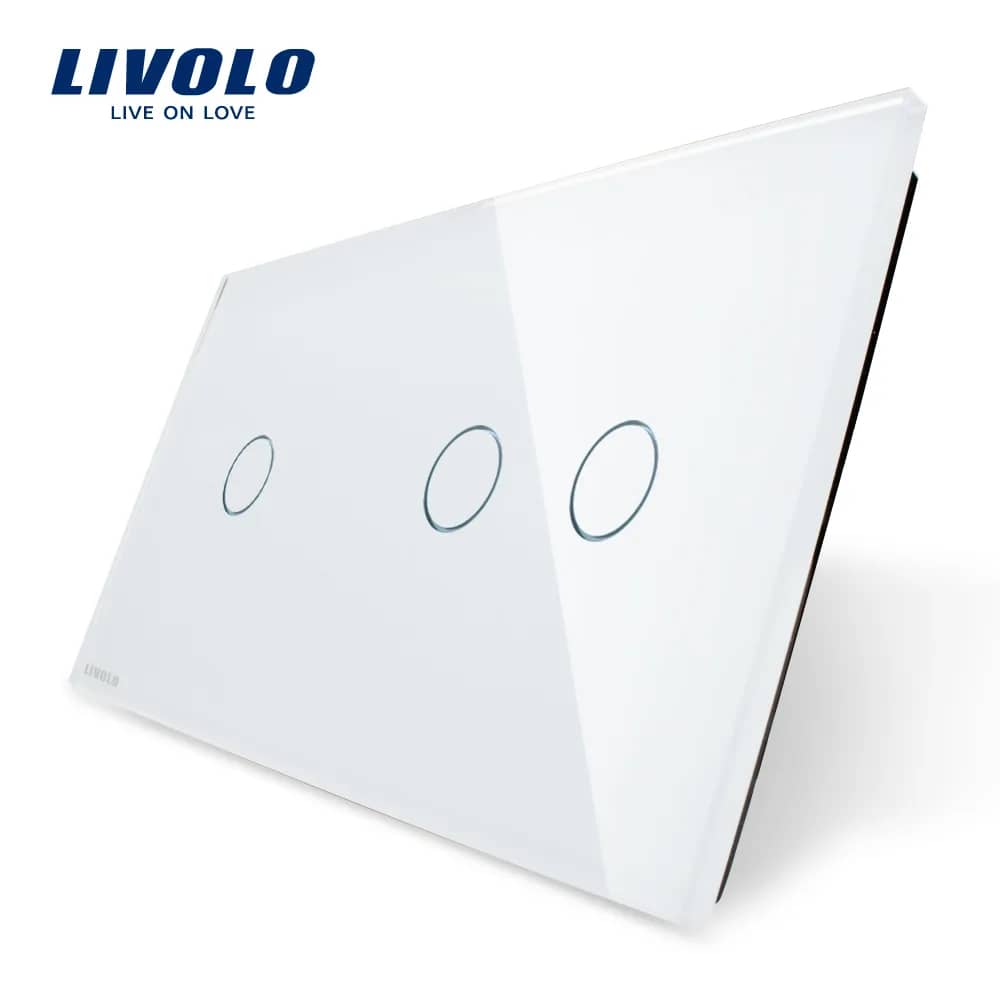 Livolo Glass Touch Light Switch Panel – 2 Gang + 1 Gang