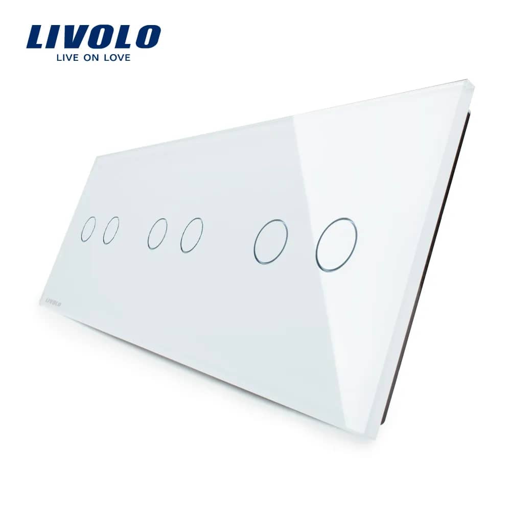 Livolo Glass Touch Light Switch Panel – 2 Gang + 2 Gang + 2 Gang (VL-P702/02/02-6W)