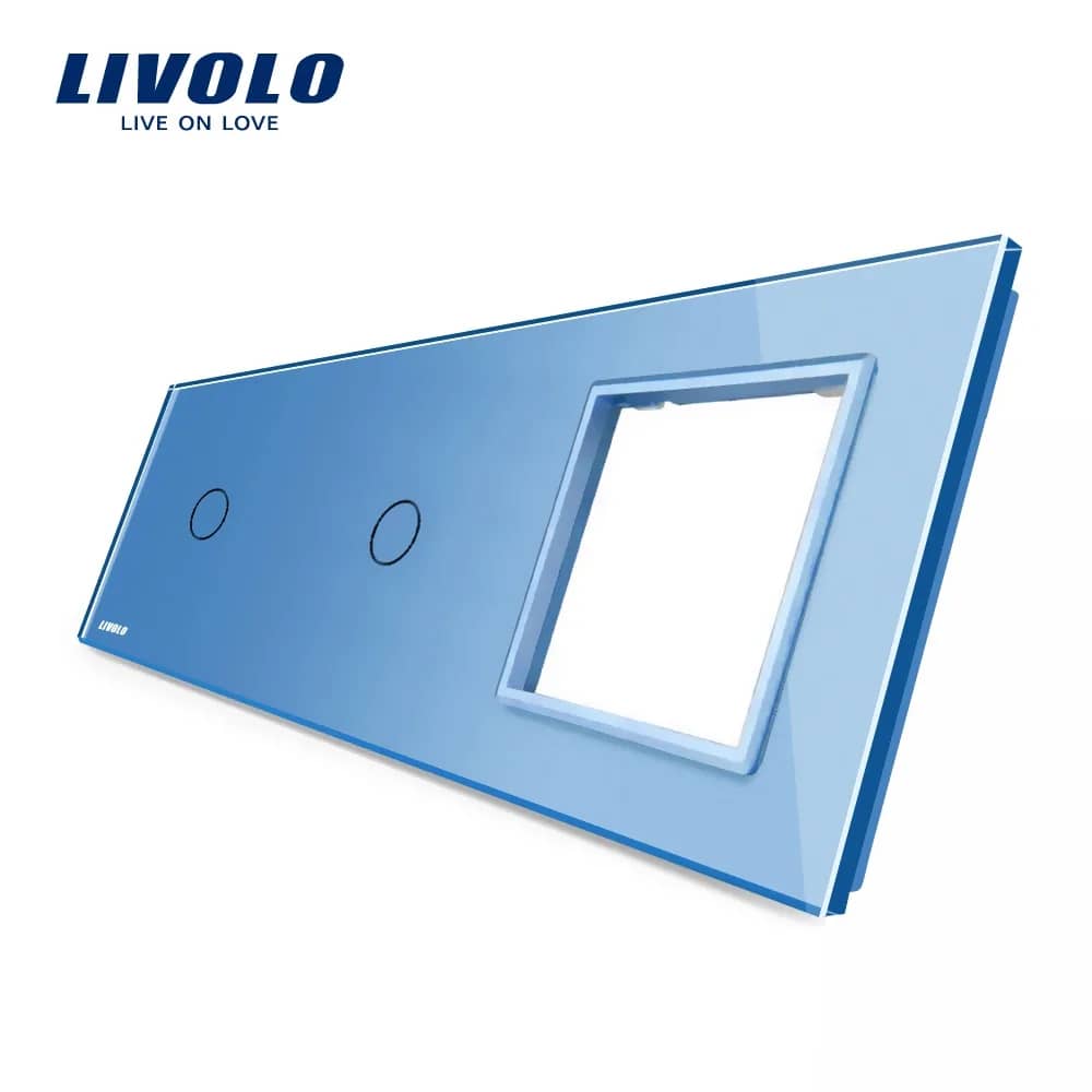Livolo Glass Touch Light Switch and Socket Panel – 1 Gang + 1 Gang + Socket (BB-C7-C1/C1/SR-19)