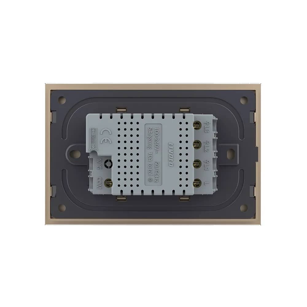 Livolo Glass Touch Light Switch – 3 Gang 2-Way / Intermediate (Cross), Italian Standard – New Series – Gold — image 4