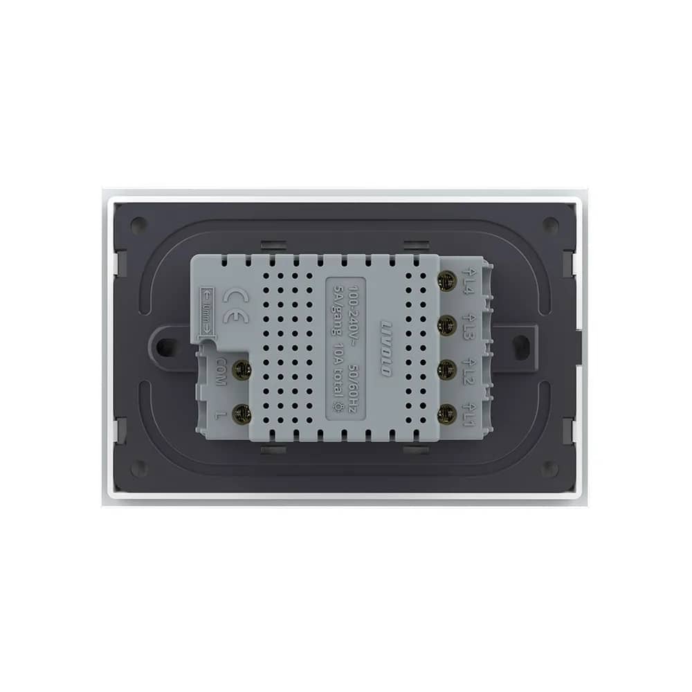 Livolo Glass Touch Light Switch – 4 Gang 2-Way / Intermediate (Cross), Italian Standard – New Series – White — image 4