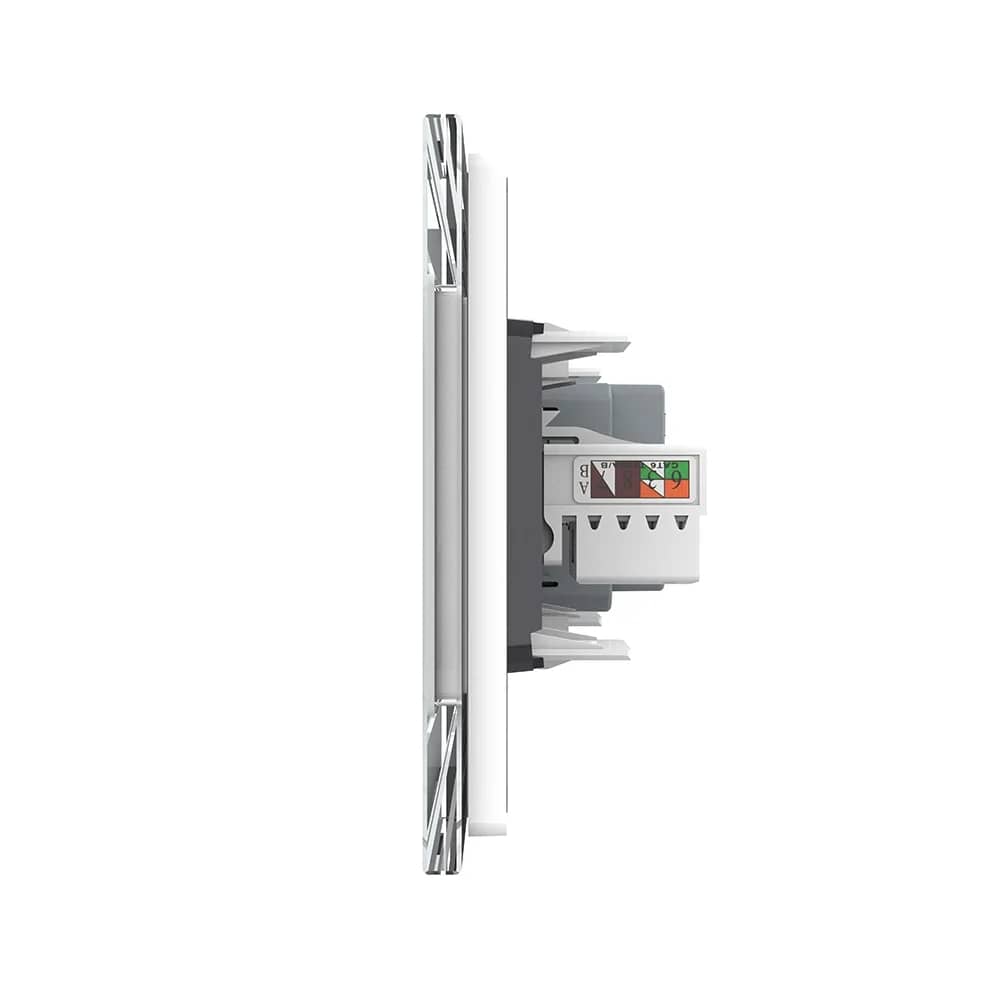 Livolo Glass Frame Triple Socket with Blank – 2 Schuko Sockets + TV/Internet, Italian Standard – New Series – White — image 3