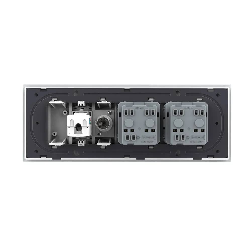Livolo Glass Frame Triple Socket with Blank – 2 Schuko Sockets + TV/Internet, Italian Standard – New Series – White — image 4