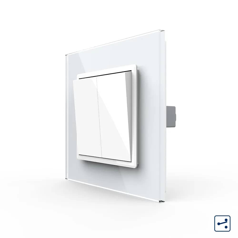 Livolo Mechanical 2 Gang 2-Way Light Switch with Glass Frame – New Series