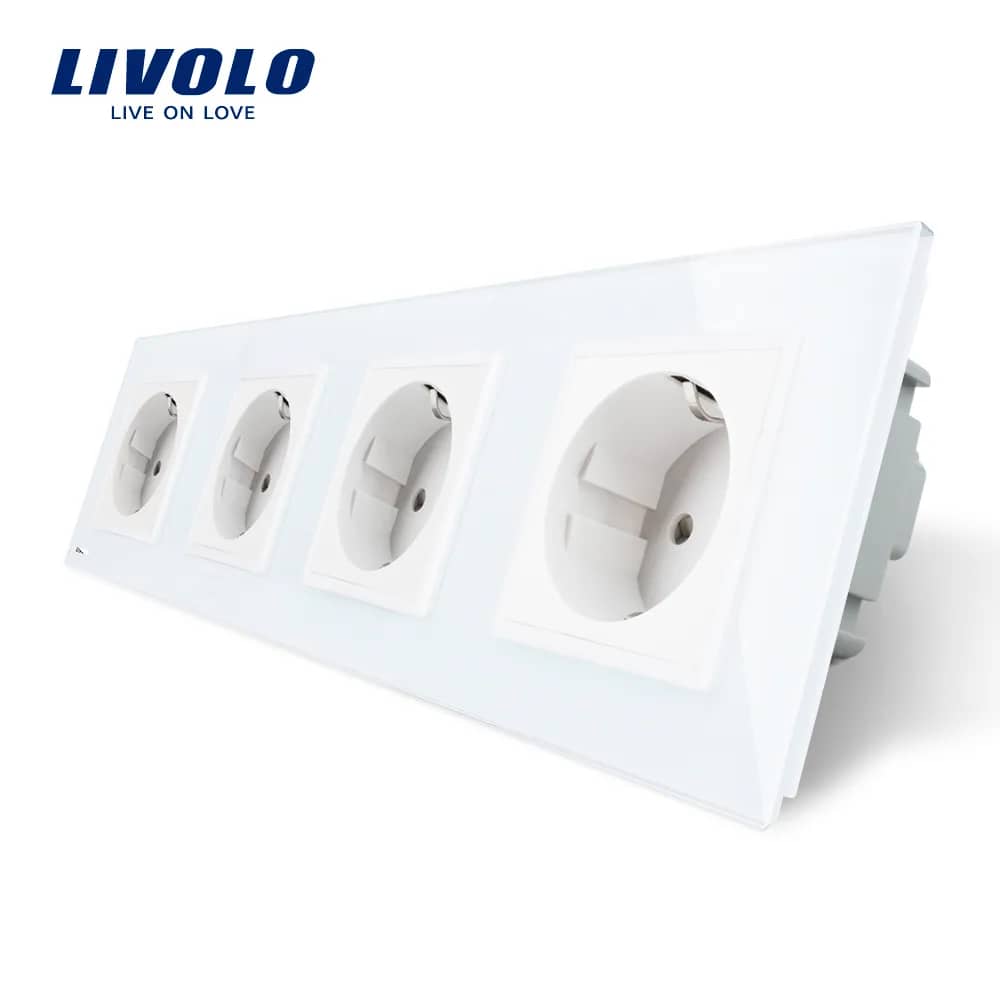 Livolo Quadruple Wall Socket with Glass Frame