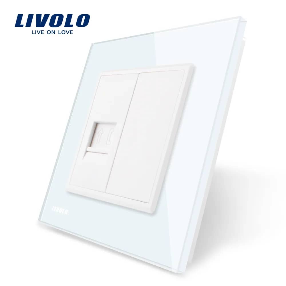 Livolo Single Telephone Socket with Glass Frame