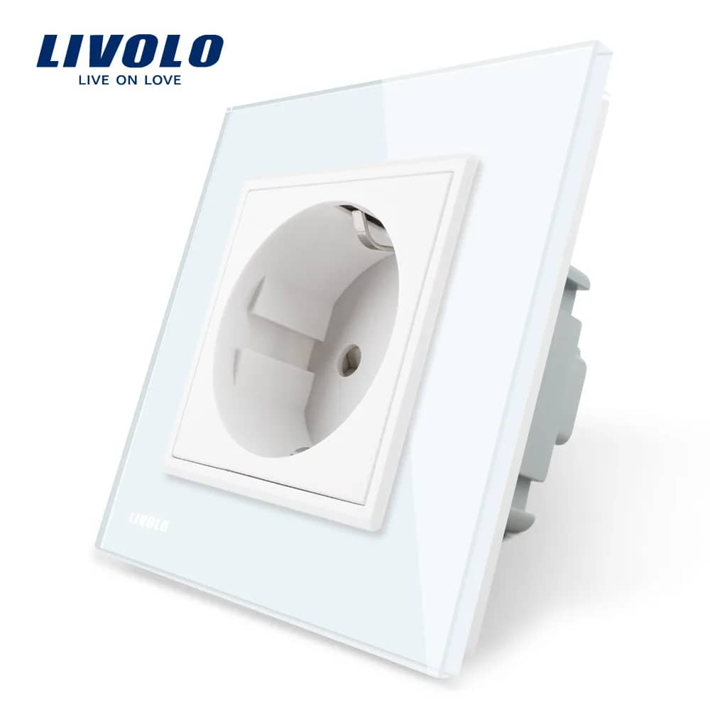 Livolo Single Wall Socket with Glass Frame