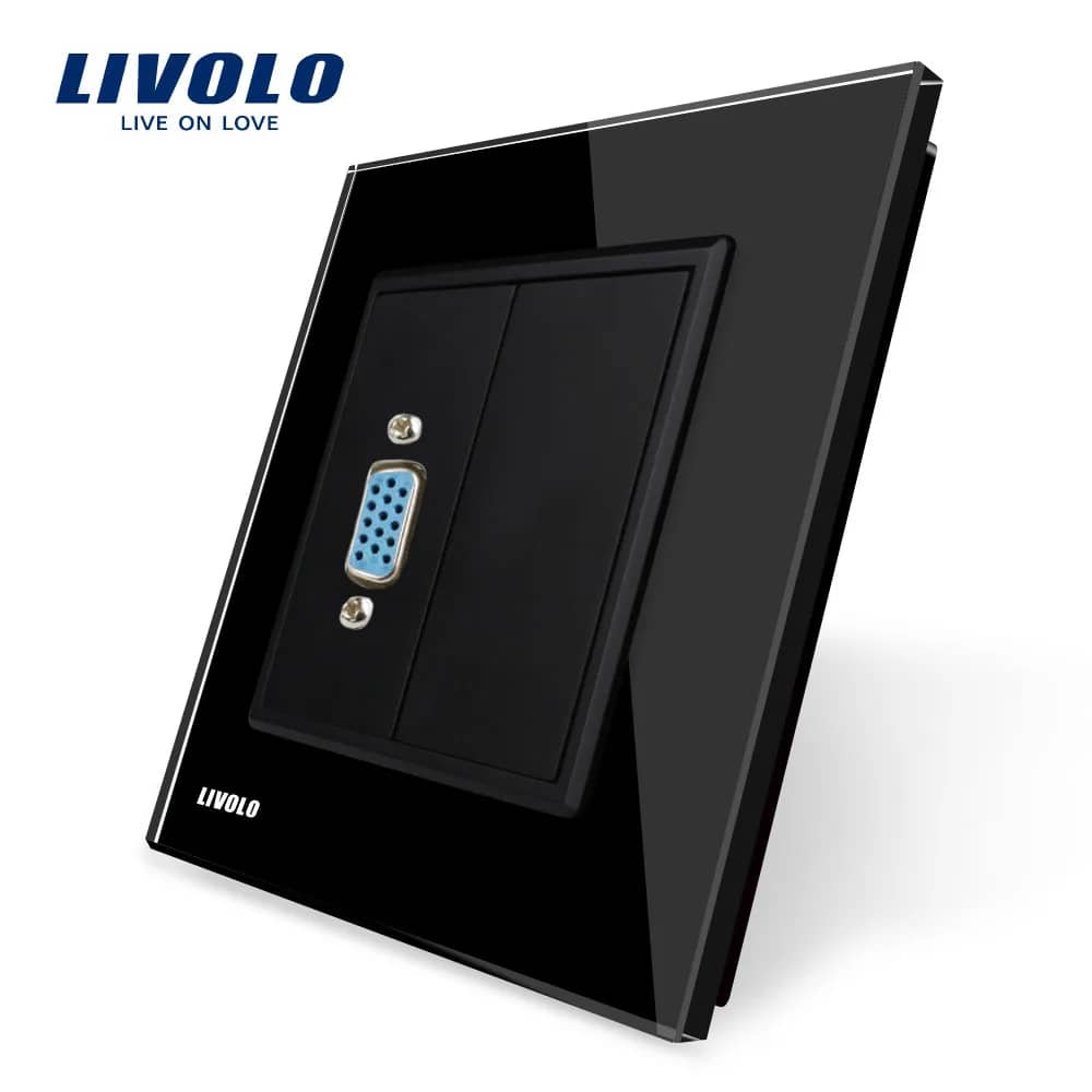 Livolo VGA Female Media Socket with Glass Frame – Black (VL-C791VG1-12)