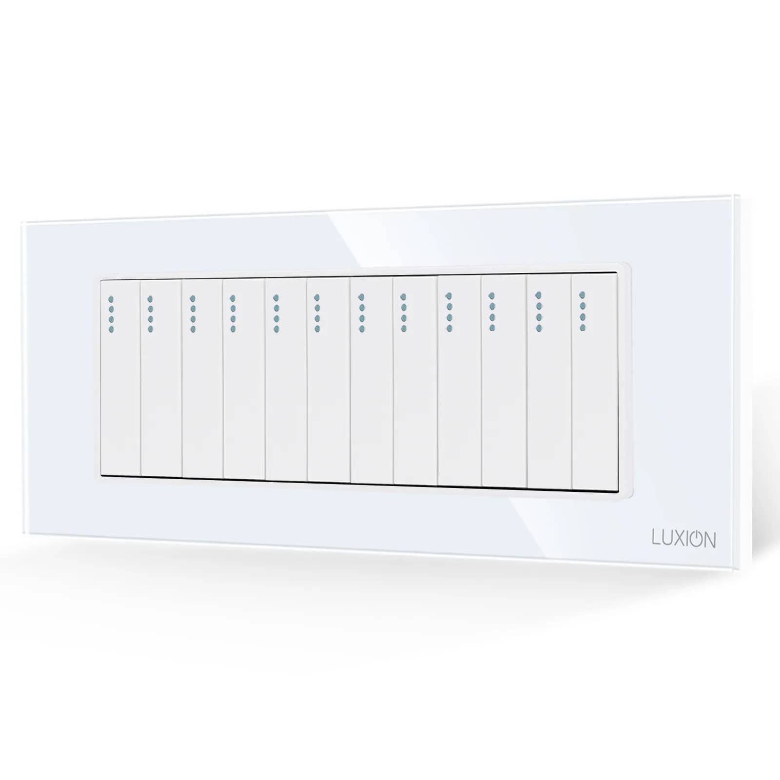 Luxion 12-Gang Mechanical Light Switch with Glass Frame – Italian Standard, 6M