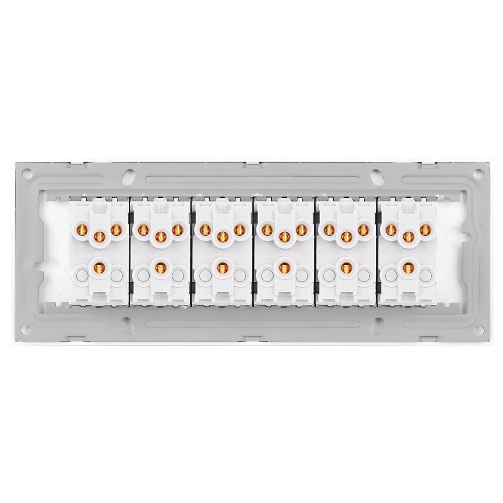 Luxion 12-Gang Mechanical Light Switch with Glass Frame – Italian Standard, 6M – White — image 4