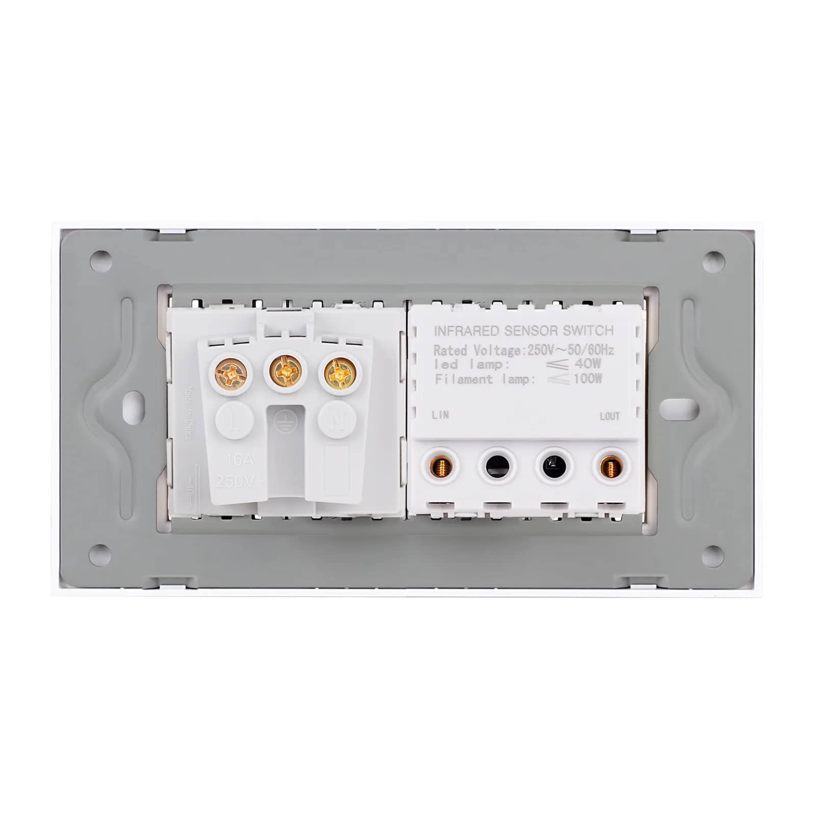 Luxion 2M Motion Sensor and Schuko Socket with Glass Frame – Italian Standard, 4M – White — image 4