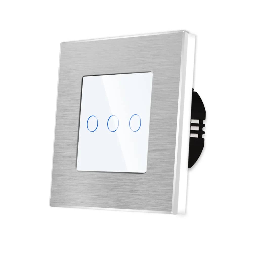 Luxion 3 Gang Glass Touch Light Switch with Aluminium Frame, 500W