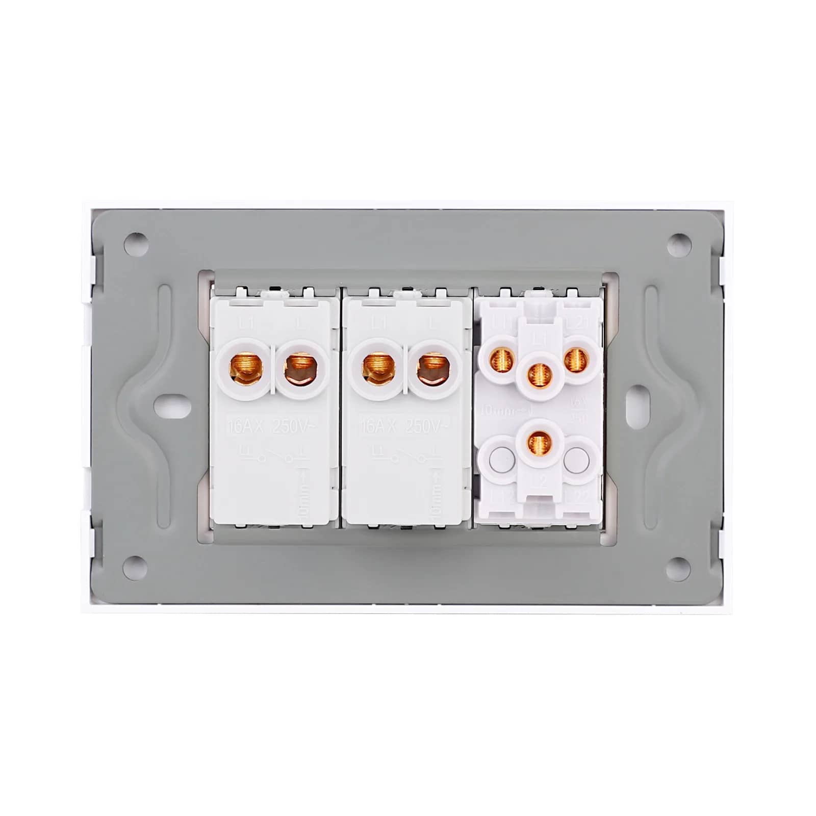 Luxion 4-Gang Mechanical Light Switch with Glass Frame – Italian Standard, 3M – White — image 4