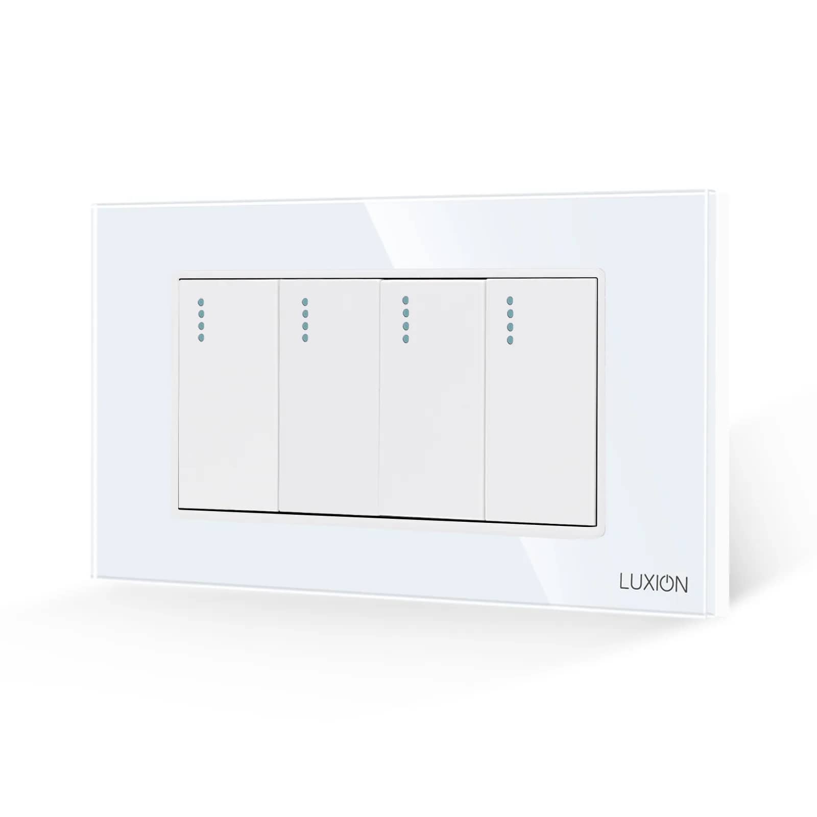 Luxion 4 Gang Mechanical Light Switch with Glass Frame – Italian Standard, 4M