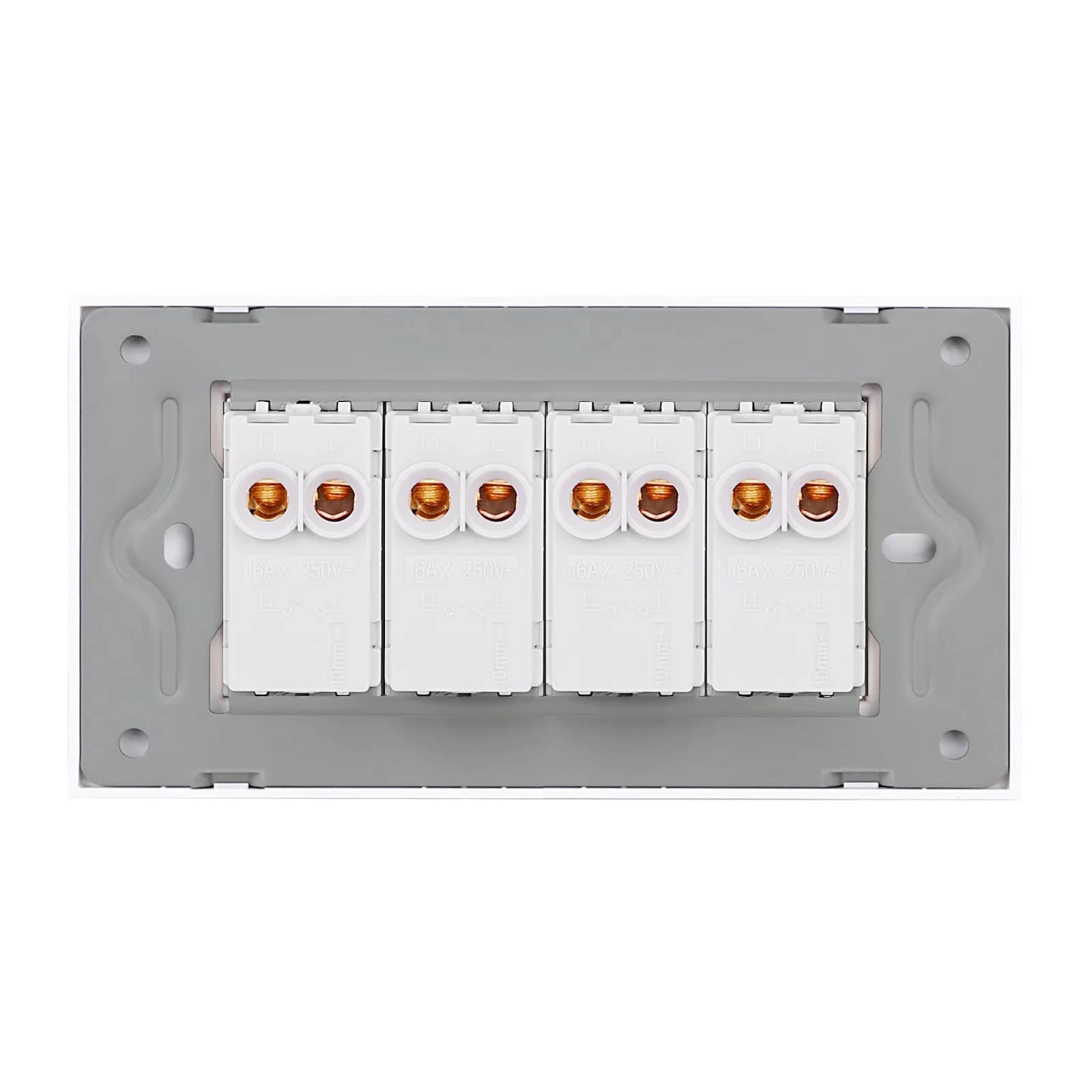 Luxion 4 Gang Mechanical Light Switch with Glass Frame – Italian Standard, 4M – White — image 4