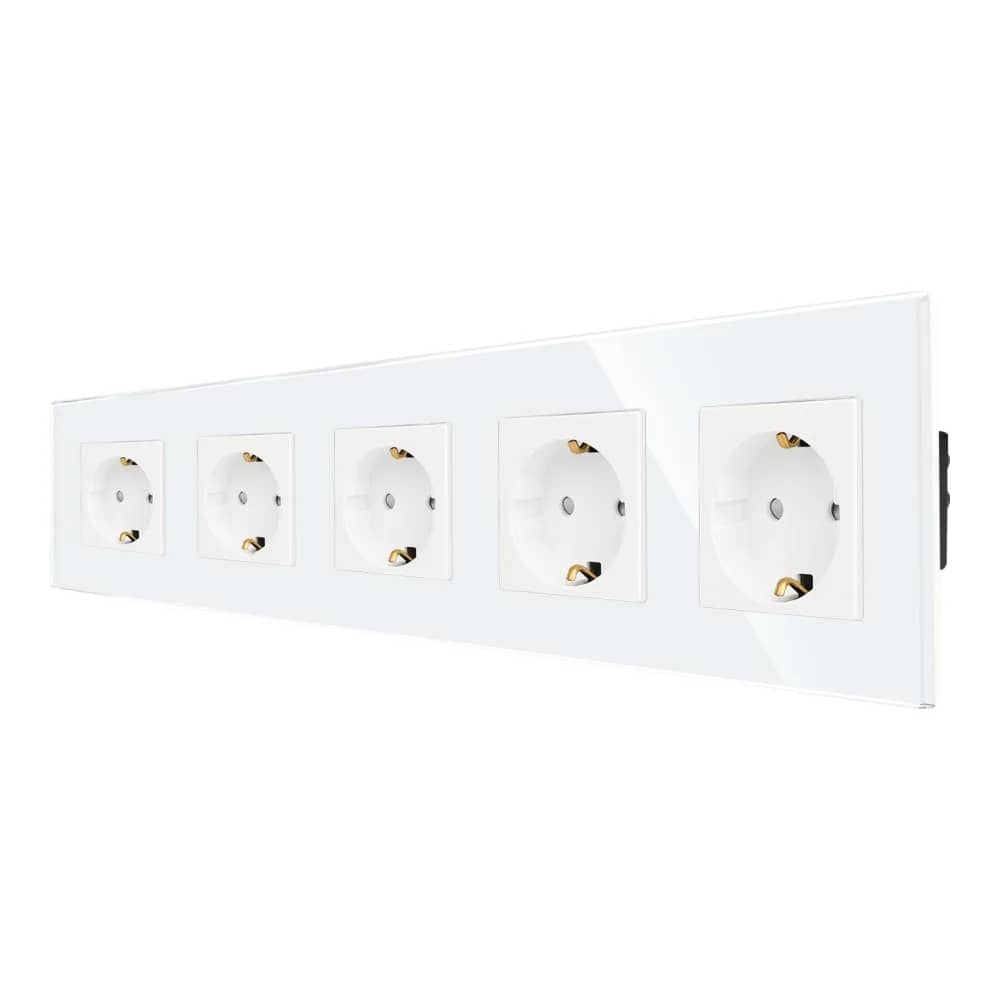 Luxion 5-Gang Wall Socket with Glass Frame