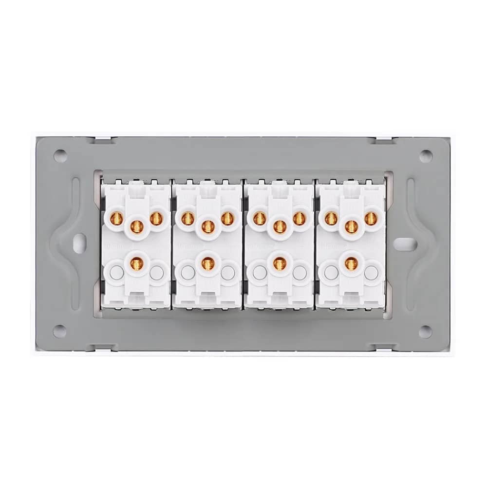 Luxion 8-Gang Mechanical Light Switch with Glass Frame – Italian Standard, 4M – White — image 4