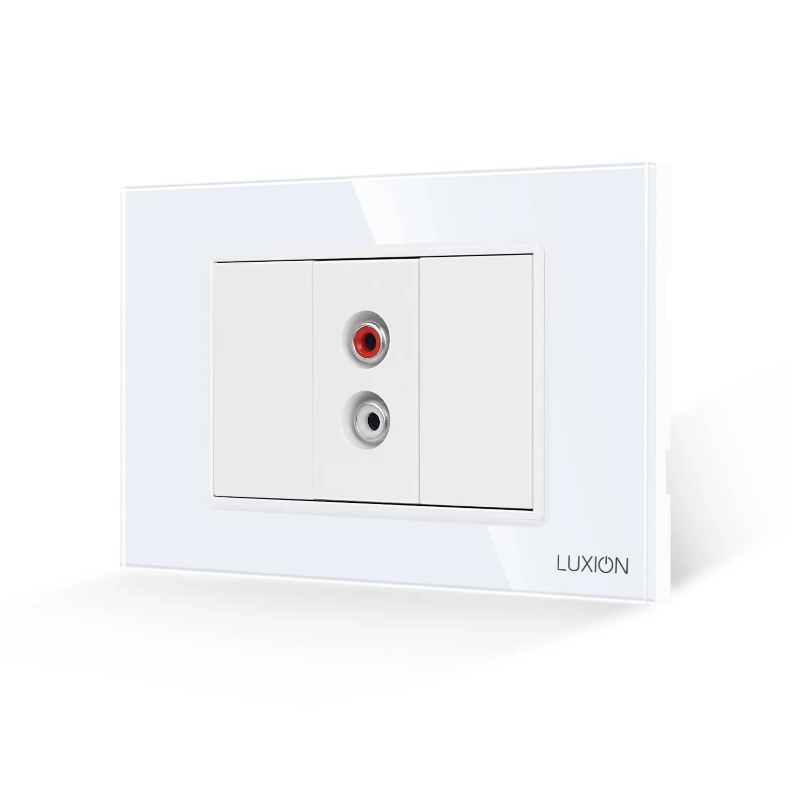 Luxion Audio Socket 1M + 2 Blank Modules with Glass Frame – Italian Standard, 3M