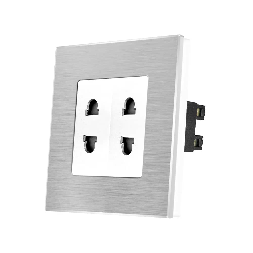 Luxion Double Socket with Slim Modules and Aluminium Frame