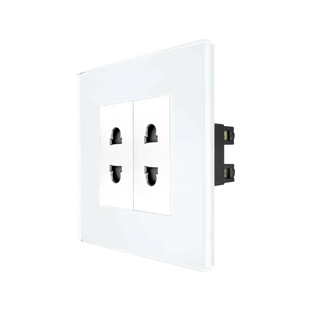 Luxion Double Socket with Slim Modules and Glass Frame