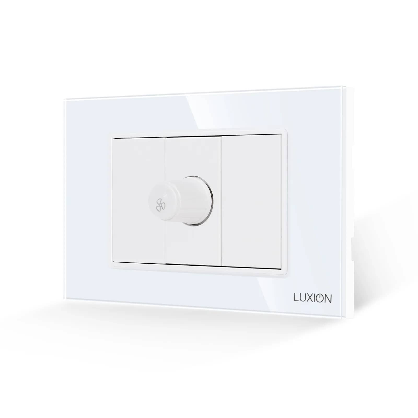 Luxion Fan Switch 1M with 2 Blank Modules and Glass Frame – Italian Standard, 3M