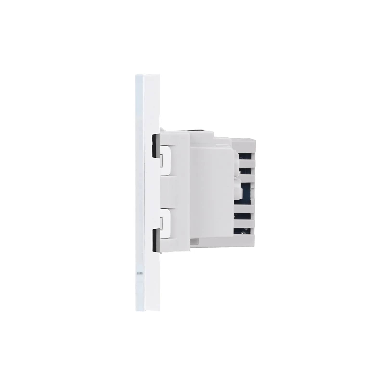 Luxion Glass Frame 1 Gang Light Switch + USB A+C Socket + Schuko Socket, Italian Standard, 4M – White — image 3