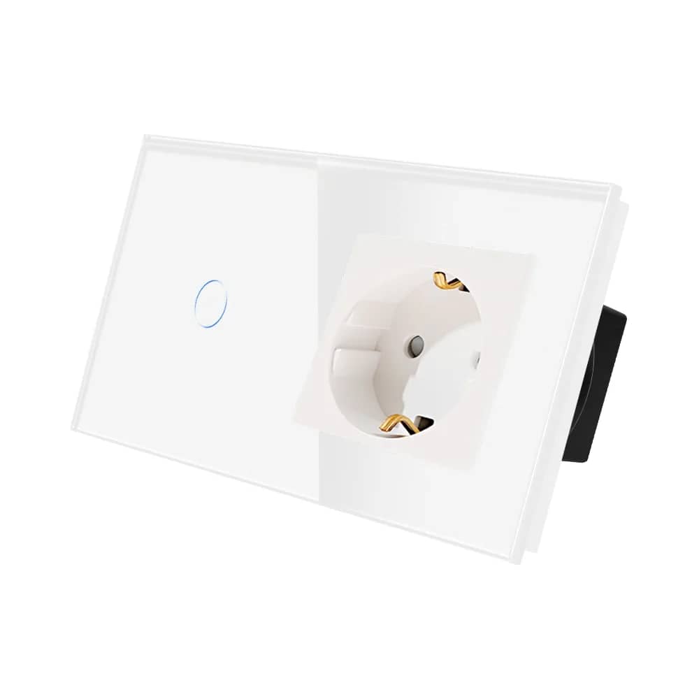 Luxion Glass Frame 1 Gang Light Switch + Socket
